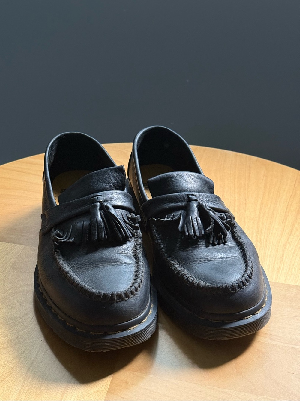 9L 7M EU41 Dr. Martens Black Ambassador Leather Tassel Slip-On Loafer Shoes